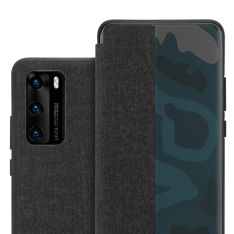 Cadorabo Hülle kompatibel mit Huawei P40 Smart Hülle in Faser Optik - Schutzhülle mit Standfunktion