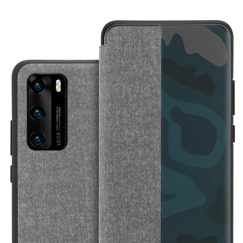 Cadorabo Hülle kompatibel mit Huawei P40 Smart Hülle in Faser Optik - Schutzhülle mit Standfunktion