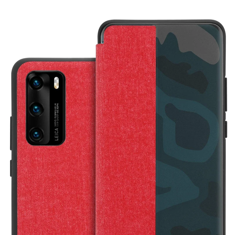 Cadorabo Hülle kompatibel mit Huawei P40 Smart Hülle in Faser Optik - Schutzhülle mit Standfunktion