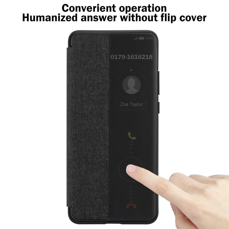 Cadorabo Hülle kompatibel mit Huawei P30 PRO Smart Hülle in Faser Optik - Schutzhülle mit Standfunktion