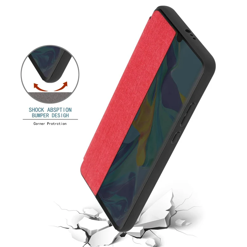 Cadorabo Hülle kompatibel mit Huawei P30 PRO Smart Hülle in Faser Optik - Schutzhülle mit Standfunktion