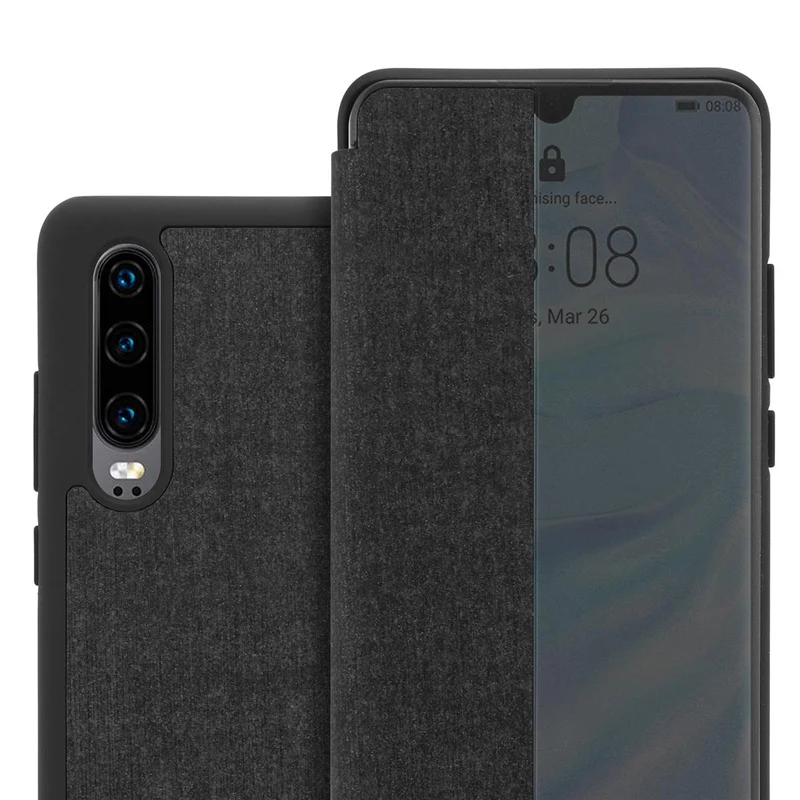 Cadorabo Hülle kompatibel mit Huawei P30 Smart Hülle in Faser Optik - Schutzhülle mit Standfunktion