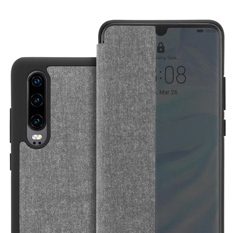 Cadorabo Hülle kompatibel mit Huawei P30 Smart Hülle in Faser Optik - Schutzhülle mit Standfunktion