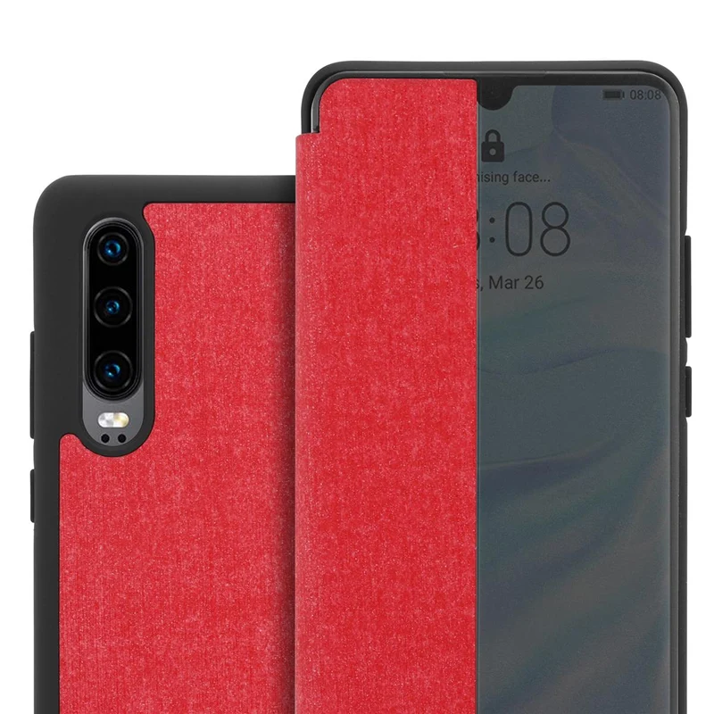Cadorabo Hülle kompatibel mit Huawei P30 Smart Hülle in Faser Optik - Schutzhülle mit Standfunktion
