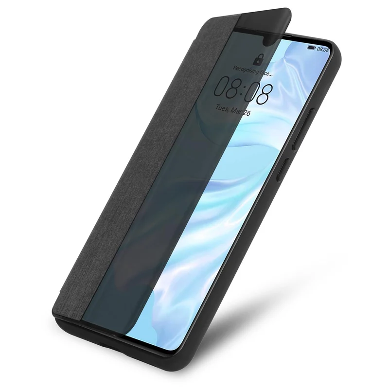 Cadorabo Hülle kompatibel mit Huawei P30 Smart Hülle in Faser Optik - Schutzhülle mit Standfunktion