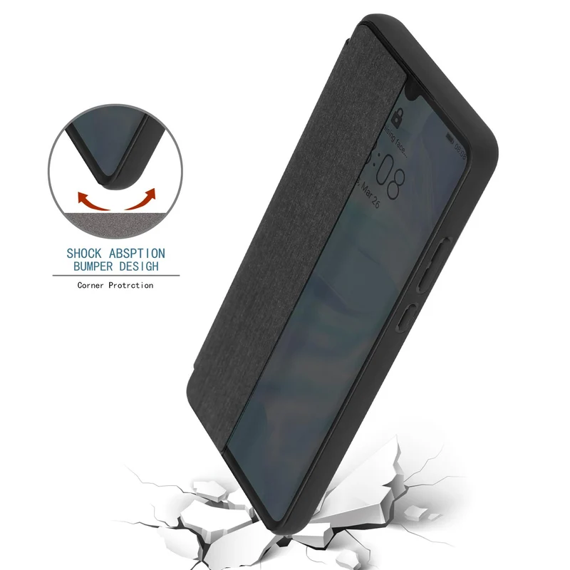 Cadorabo Hülle kompatibel mit Huawei P30 Smart Hülle in Faser Optik - Schutzhülle mit Standfunktion