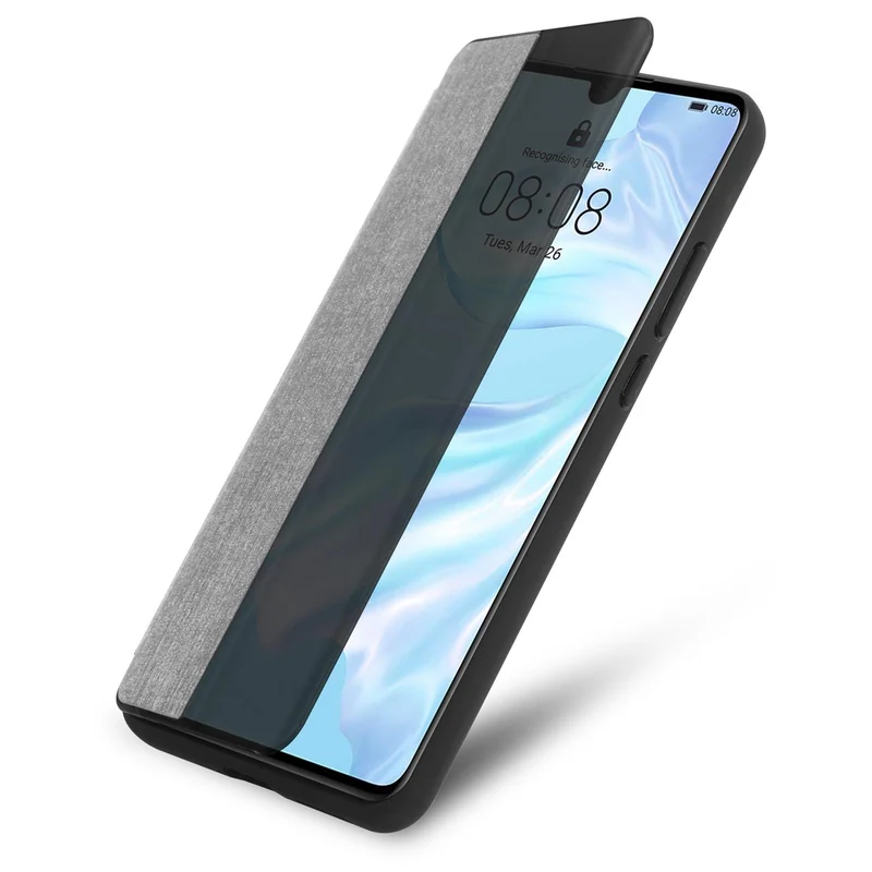 Cadorabo Hülle kompatibel mit Huawei P30 Smart Hülle in Faser Optik - Schutzhülle mit Standfunktion