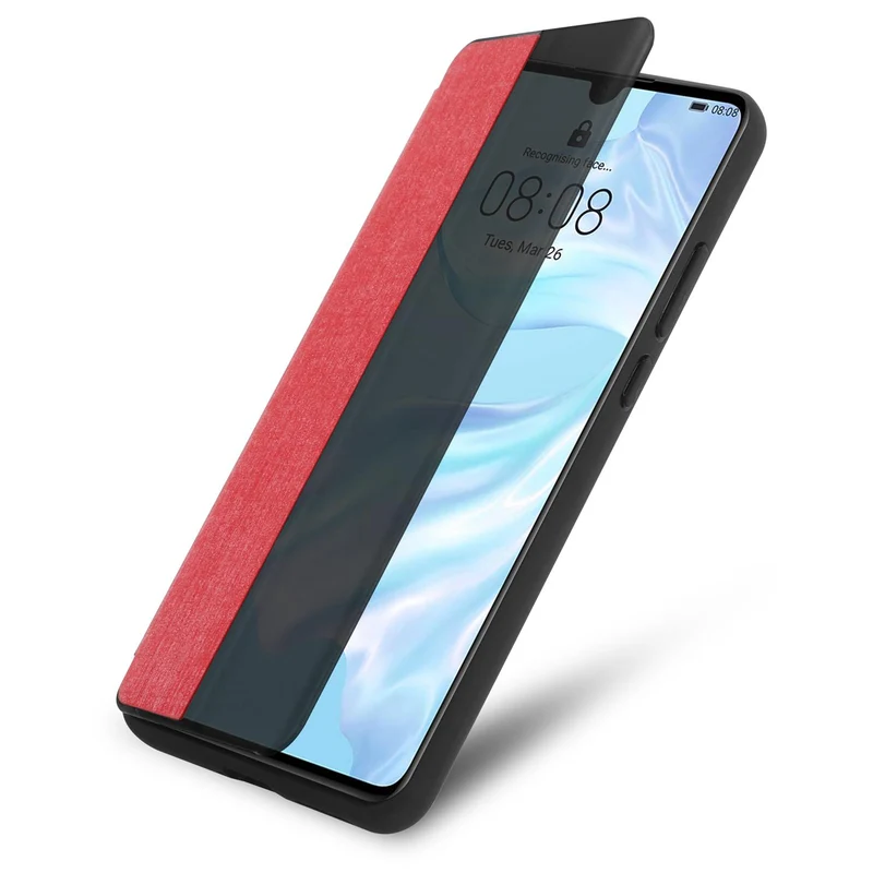Cadorabo Hülle kompatibel mit Huawei P30 Smart Hülle in Faser Optik - Schutzhülle mit Standfunktion