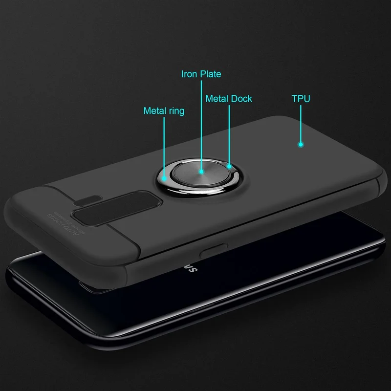 Cadorabo Hülle kompatibel mit Samsung Galaxy S9 PLUS Schutzhülle mit Fokus Ring aus TPU Silikon