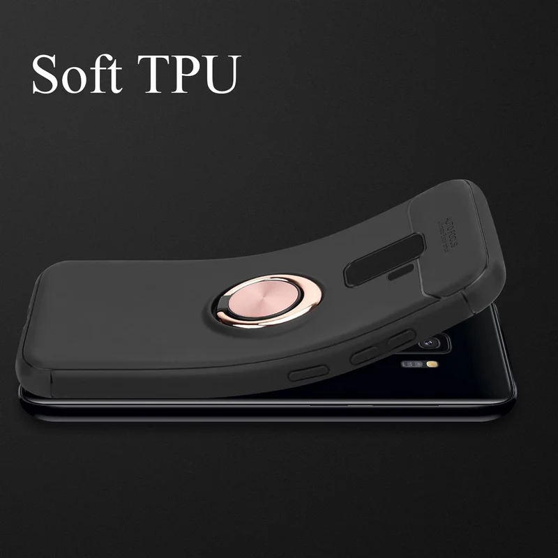 Cadorabo Hülle kompatibel mit Samsung Galaxy S9 PLUS Schutzhülle mit Fokus Ring aus TPU Silikon