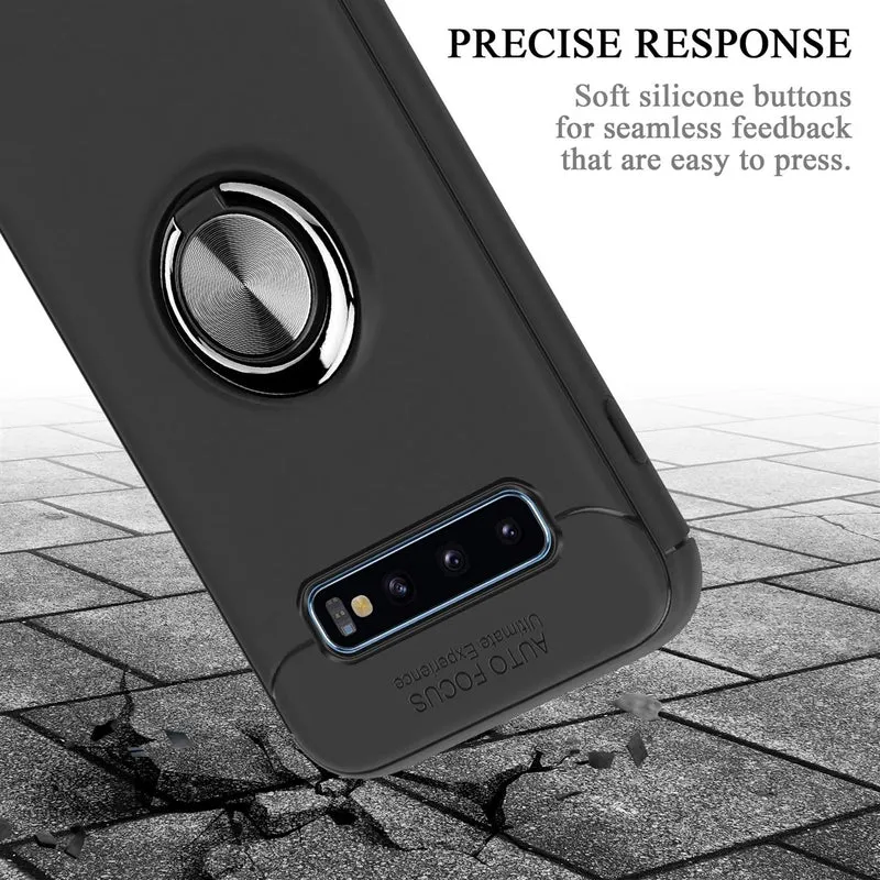 Cadorabo Hülle kompatibel mit Samsung Galaxy S10 PLUS Schutzhülle mit Fokus Ring aus TPU Silikon