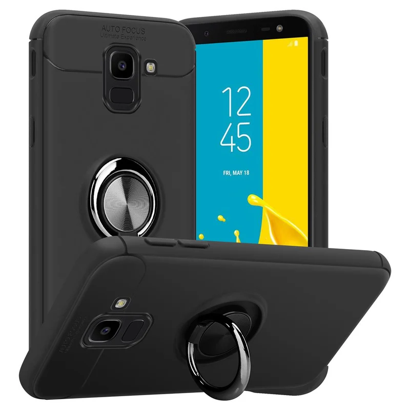 Cadorabo Hülle kompatibel mit Samsung Galaxy J6 2018 Schutzhülle mit Fokus Ring aus TPU Silikon