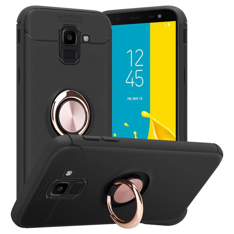 Cadorabo Hülle kompatibel mit Samsung Galaxy J6 2018 Schutzhülle mit Fokus Ring aus TPU Silikon