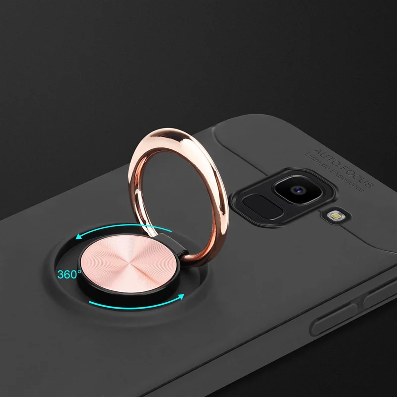 Cadorabo Hülle kompatibel mit Samsung Galaxy J6 2018 Schutzhülle mit Fokus Ring aus TPU Silikon