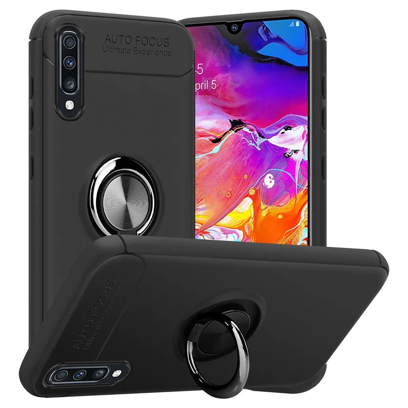 Cadorabo Hülle kompatibel mit Samsung Galaxy A70 / A70s Schutzhülle mit Fokus Ring aus TPU Silikon