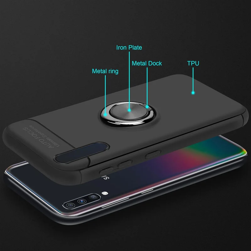 Cadorabo Hülle kompatibel mit Samsung Galaxy A70 / A70s Schutzhülle mit Fokus Ring aus TPU Silikon