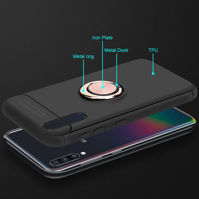 Cadorabo Hülle kompatibel mit Samsung Galaxy A70 / A70s Schutzhülle mit Fokus Ring aus TPU Silikon