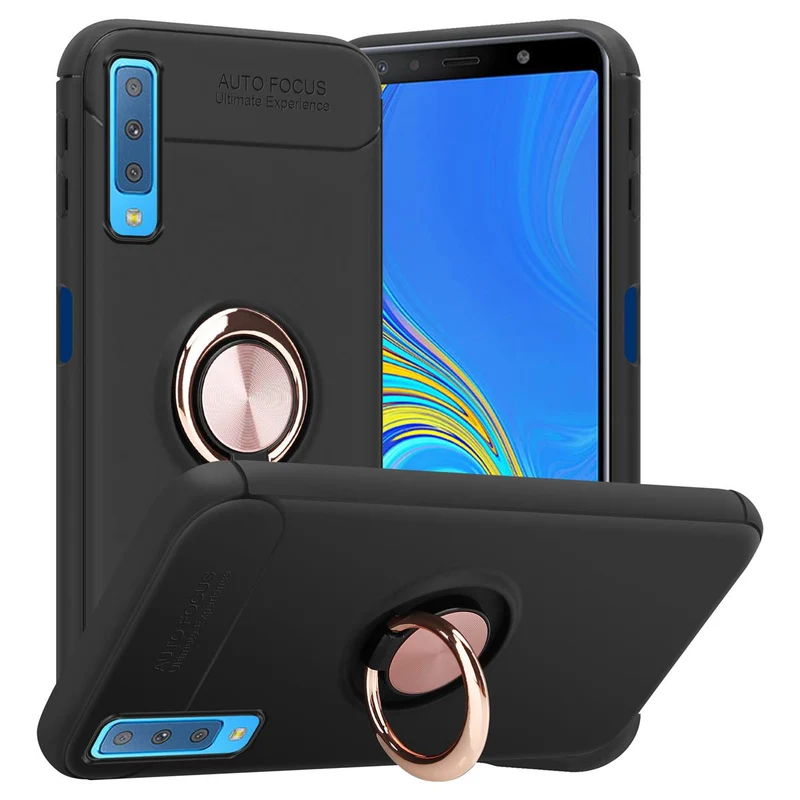 Cadorabo Hülle kompatibel mit Samsung Galaxy A7 2018 Schutzhülle mit Fokus Ring aus TPU Silikon