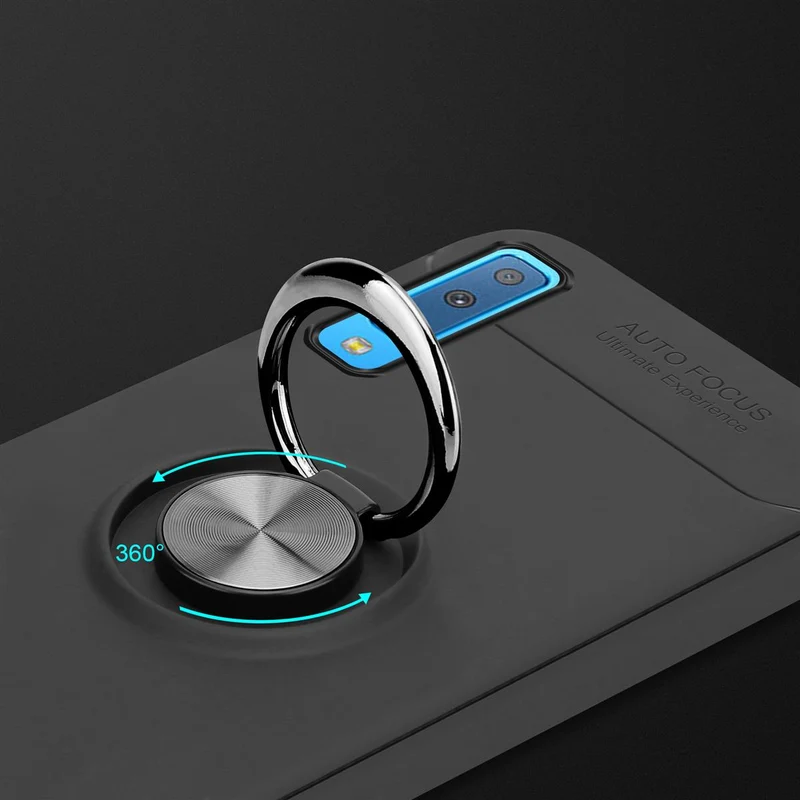 Cadorabo Hülle kompatibel mit Samsung Galaxy A7 2018 Schutzhülle mit Fokus Ring aus TPU Silikon