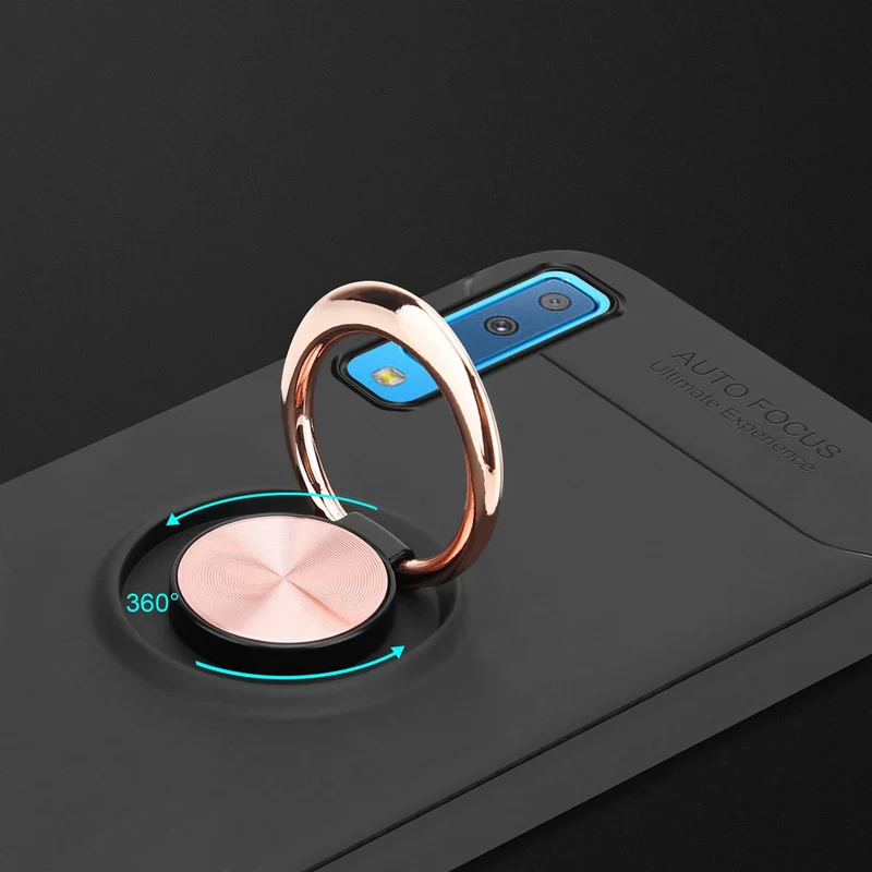 Cadorabo Hülle kompatibel mit Samsung Galaxy A7 2018 Schutzhülle mit Fokus Ring aus TPU Silikon