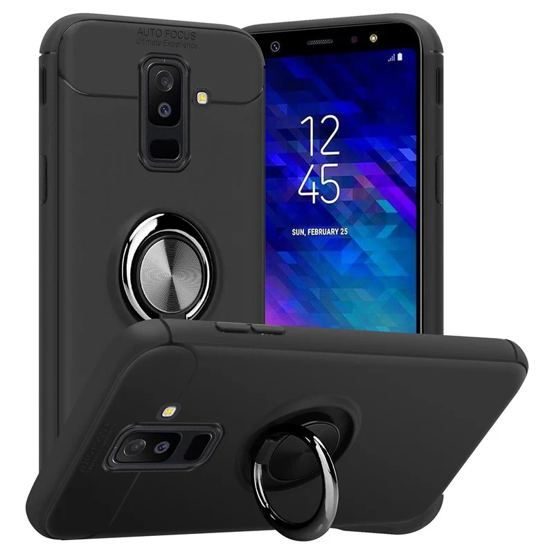 Cadorabo Hülle kompatibel mit Samsung Galaxy A6 PLUS 2018 Schutzhülle mit Fokus Ring aus TPU Silikon