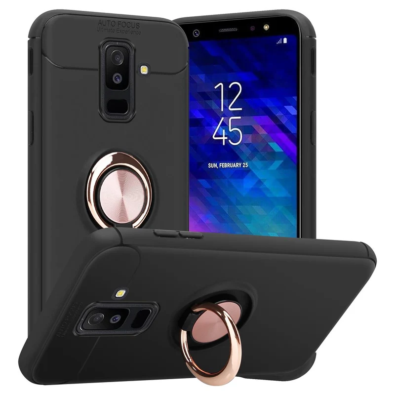 Cadorabo Hülle kompatibel mit Samsung Galaxy A6 PLUS 2018 Schutzhülle mit Fokus Ring aus TPU Silikon