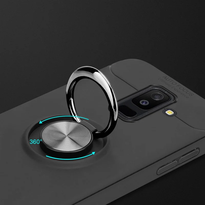 Cadorabo Hülle kompatibel mit Samsung Galaxy A6 PLUS 2018 Schutzhülle mit Fokus Ring aus TPU Silikon