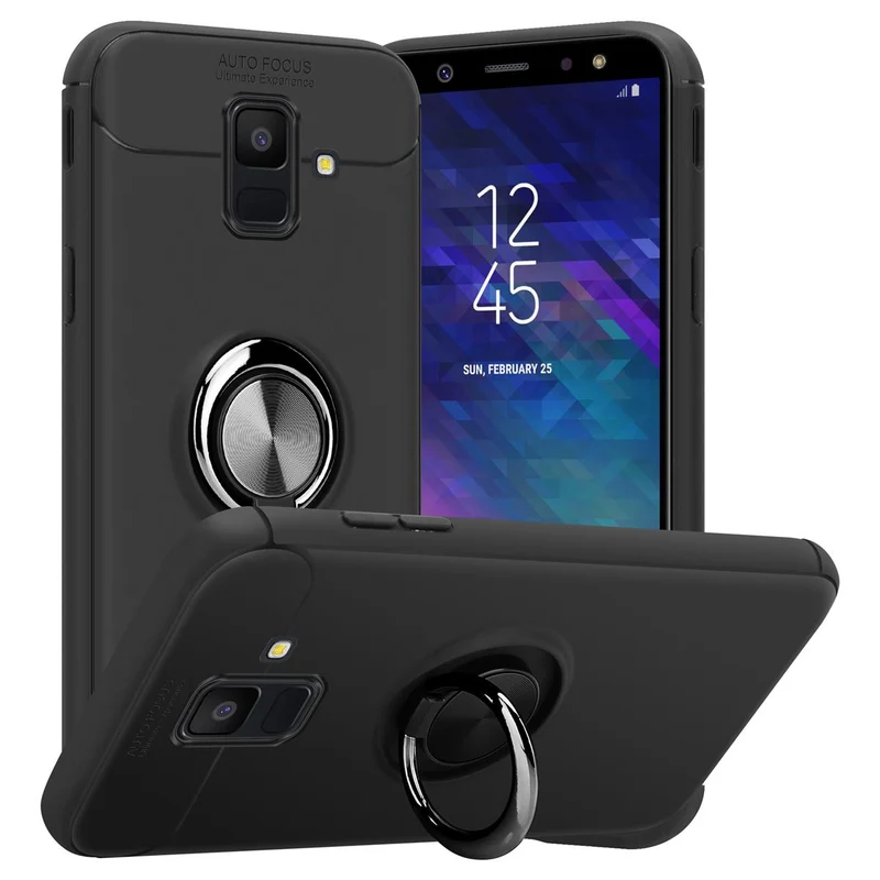 Cadorabo Hülle kompatibel mit Samsung Galaxy A6 2018 Schutzhülle mit Fokus Ring aus TPU Silikon