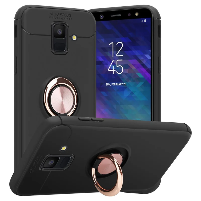 Cadorabo Hülle kompatibel mit Samsung Galaxy A6 2018 Schutzhülle mit Fokus Ring aus TPU Silikon
