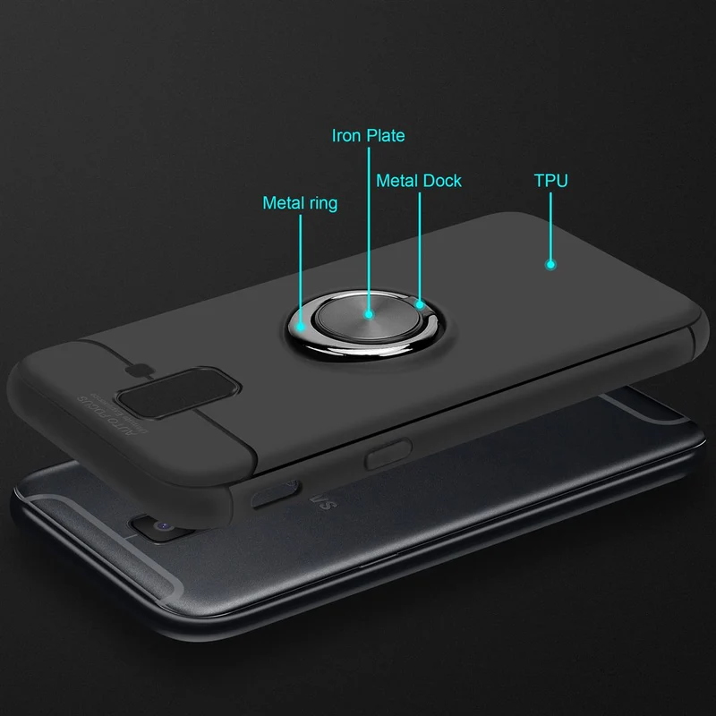 Cadorabo Hülle kompatibel mit Samsung Galaxy A6 2018 Schutzhülle mit Fokus Ring aus TPU Silikon