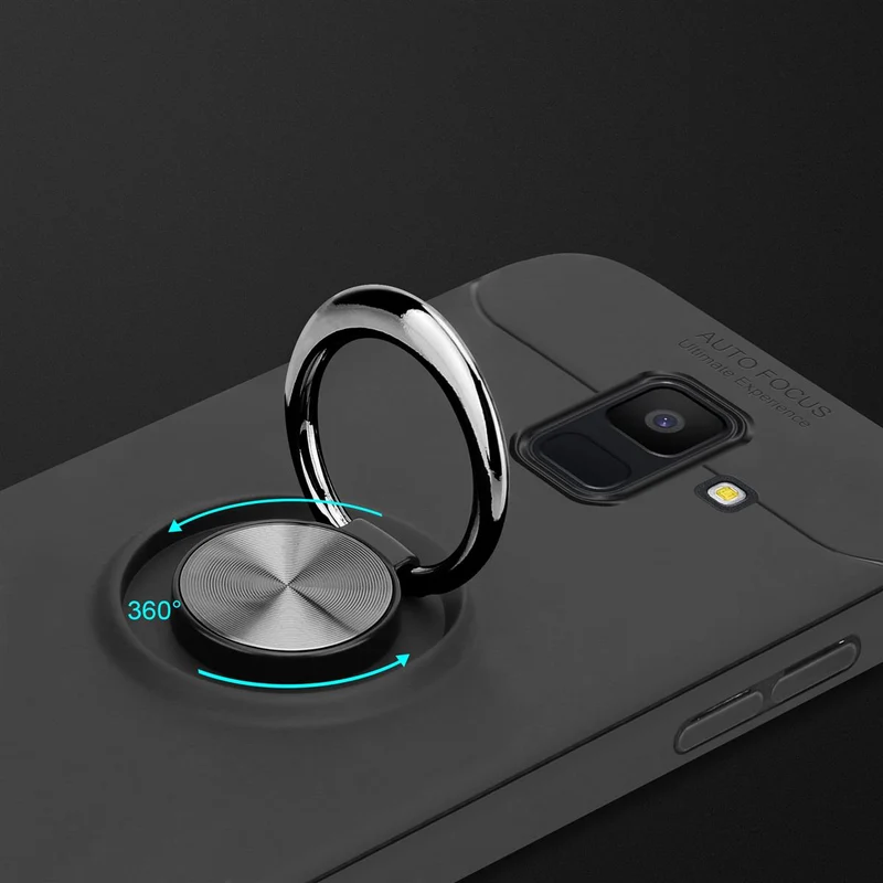 Cadorabo Hülle kompatibel mit Samsung Galaxy A6 2018 Schutzhülle mit Fokus Ring aus TPU Silikon