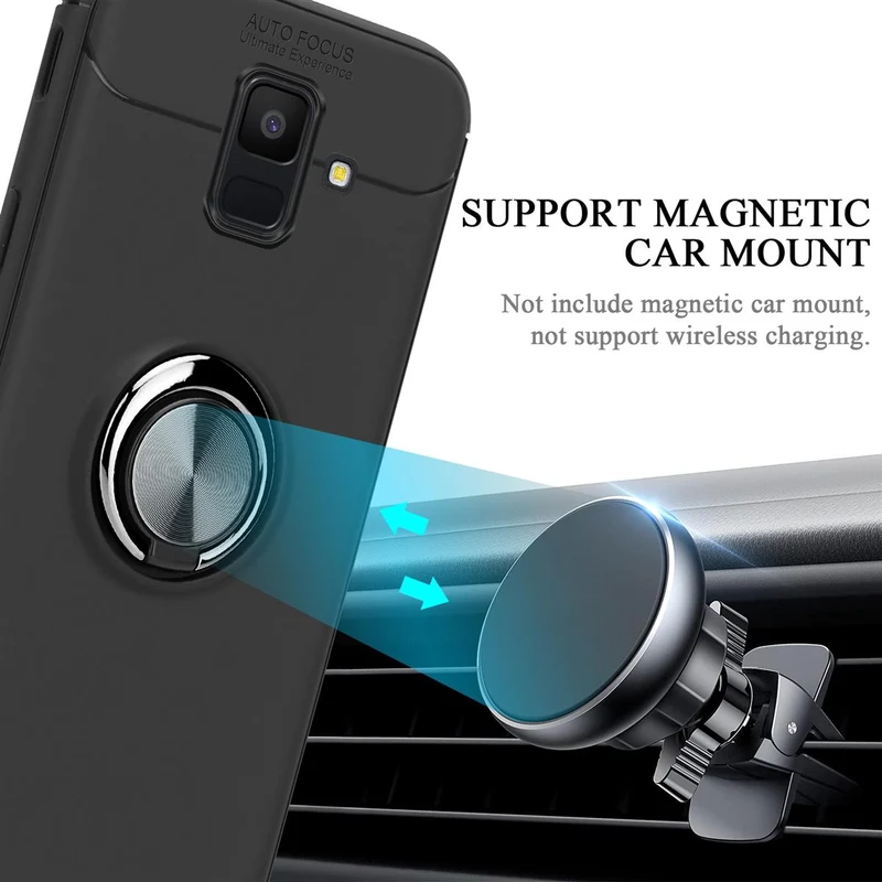 Cadorabo Hülle kompatibel mit Samsung Galaxy A6 2018 Schutzhülle mit Fokus Ring aus TPU Silikon
