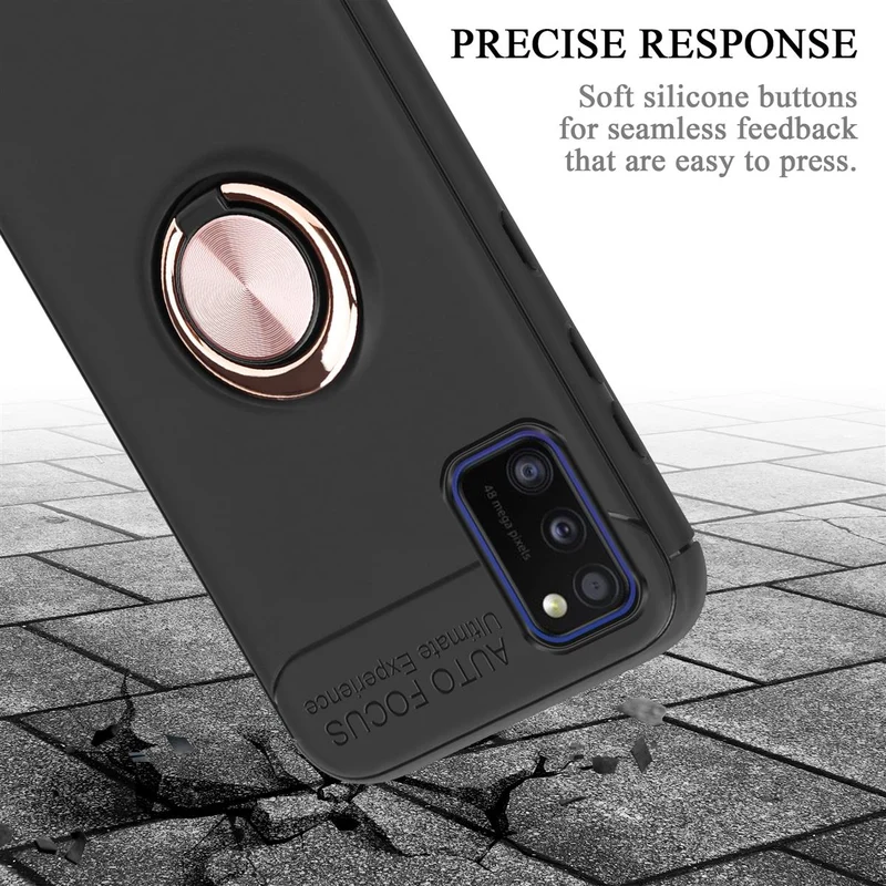 Cadorabo Hülle kompatibel mit Samsung Galaxy A41 Schutzhülle mit Fokus Ring aus TPU Silikon