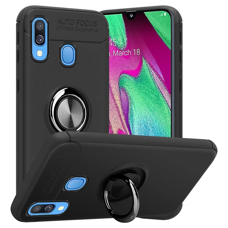 Cadorabo Hülle kompatibel mit Samsung Galaxy A40 Schutzhülle mit Fokus Ring aus TPU Silikon
