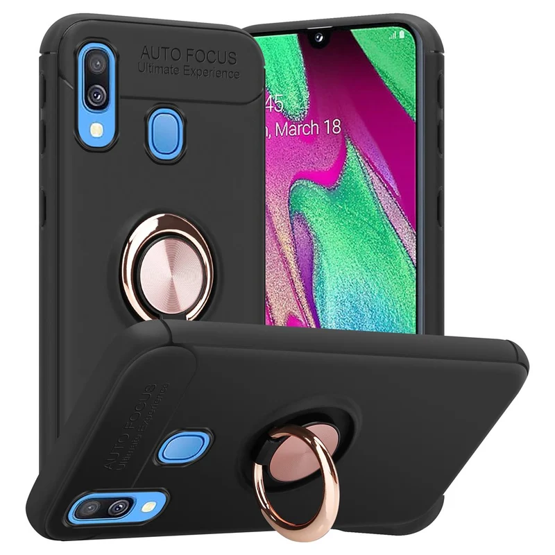 Cadorabo Hülle kompatibel mit Samsung Galaxy A40 Schutzhülle mit Fokus Ring aus TPU Silikon