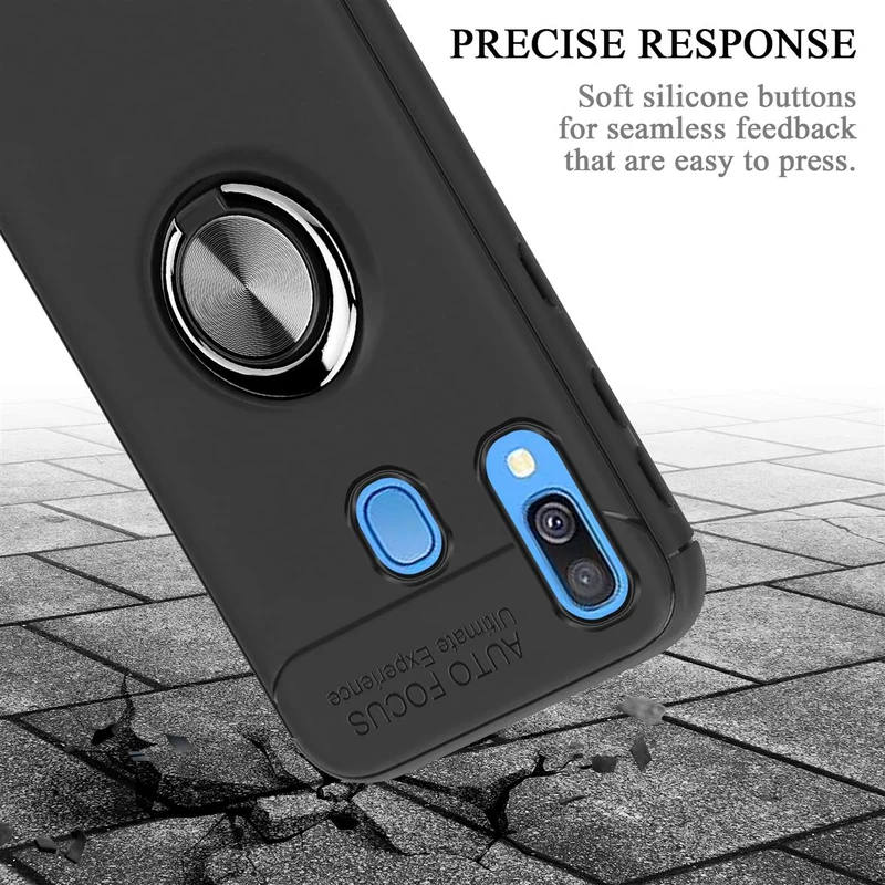 Cadorabo Hülle kompatibel mit Samsung Galaxy A40 Schutzhülle mit Fokus Ring aus TPU Silikon