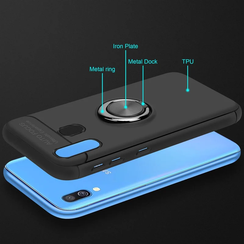Cadorabo Hülle kompatibel mit Samsung Galaxy A40 Schutzhülle mit Fokus Ring aus TPU Silikon