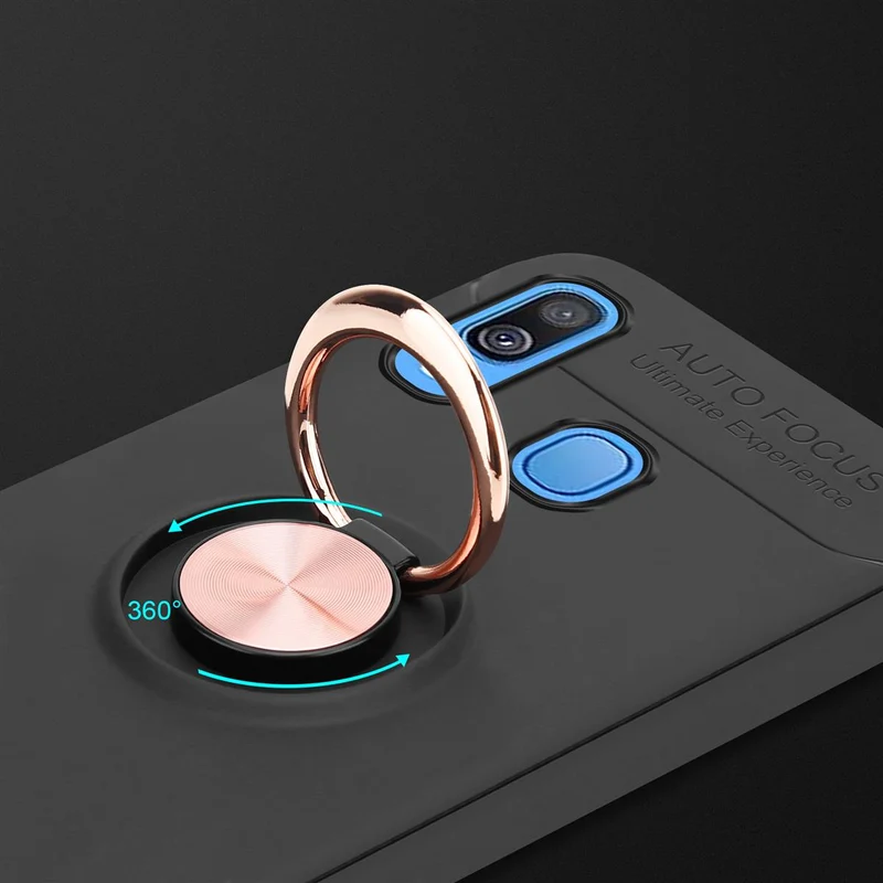 Cadorabo Hülle kompatibel mit Samsung Galaxy A40 Schutzhülle mit Fokus Ring aus TPU Silikon