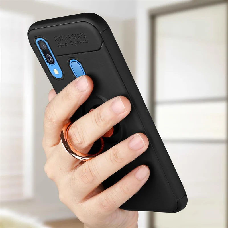 Cadorabo Hülle kompatibel mit Samsung Galaxy A40 Schutzhülle mit Fokus Ring aus TPU Silikon