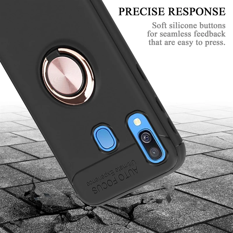 Cadorabo Hülle kompatibel mit Samsung Galaxy A40 Schutzhülle mit Fokus Ring aus TPU Silikon