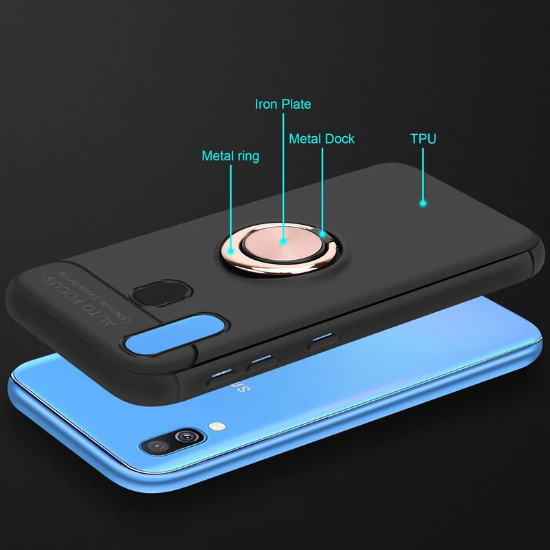 Cadorabo Hülle kompatibel mit Samsung Galaxy A40 Schutzhülle mit Fokus Ring aus TPU Silikon