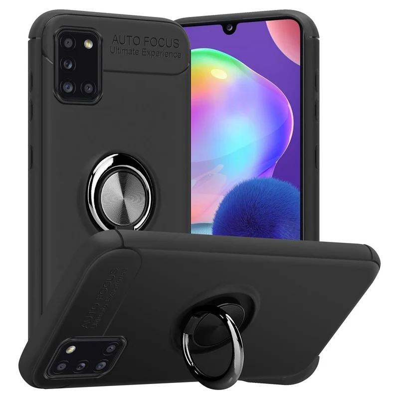 Cadorabo Hülle kompatibel mit Samsung Galaxy A31 Schutzhülle mit Fokus Ring aus TPU Silikon