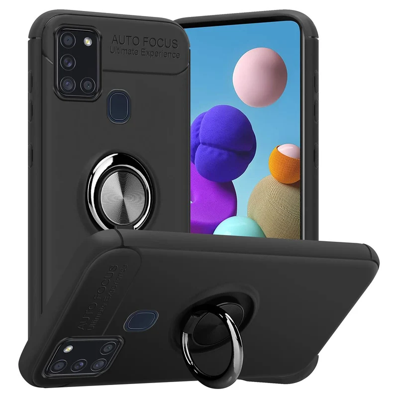 Cadorabo Hülle kompatibel mit Samsung Galaxy A21s Schutzhülle mit Fokus Ring aus TPU Silikon