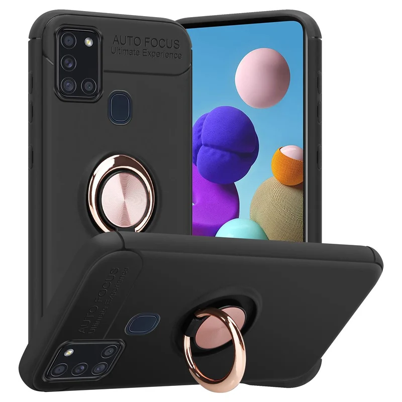 Cadorabo Hülle kompatibel mit Samsung Galaxy A21s Schutzhülle mit Fokus Ring aus TPU Silikon