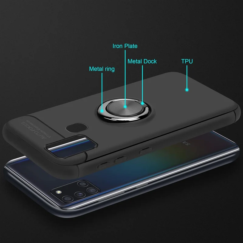 Cadorabo Hülle kompatibel mit Samsung Galaxy A21s Schutzhülle mit Fokus Ring aus TPU Silikon