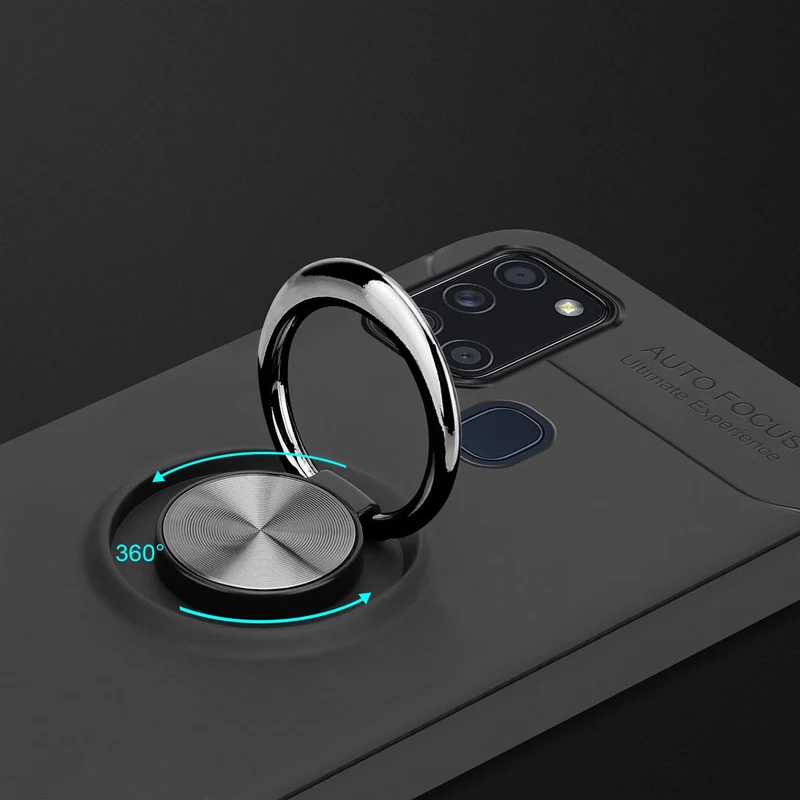 Cadorabo Hülle kompatibel mit Samsung Galaxy A21s Schutzhülle mit Fokus Ring aus TPU Silikon