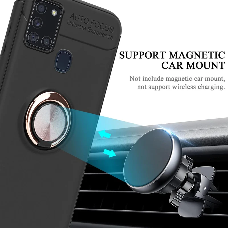 Cadorabo Hülle kompatibel mit Samsung Galaxy A21s Schutzhülle mit Fokus Ring aus TPU Silikon