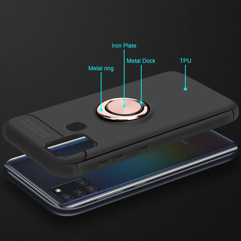 Cadorabo Hülle kompatibel mit Samsung Galaxy A21s Schutzhülle mit Fokus Ring aus TPU Silikon
