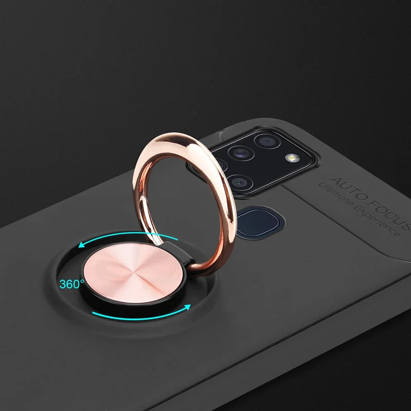 Cadorabo Hülle kompatibel mit Samsung Galaxy A21s Schutzhülle mit Fokus Ring aus TPU Silikon