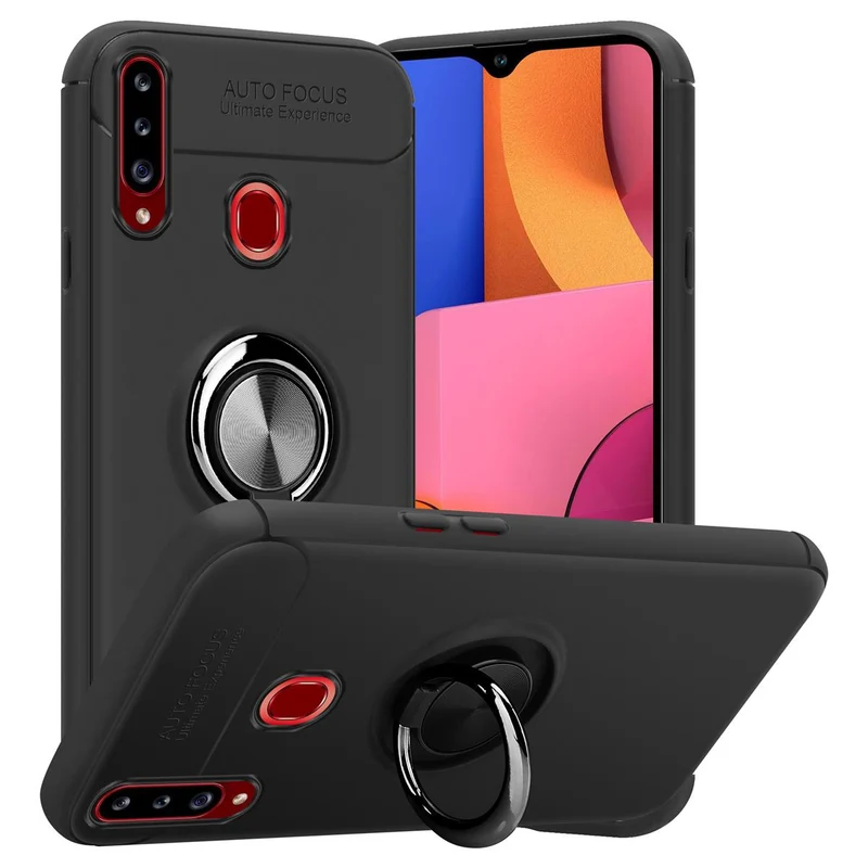Cadorabo Hülle kompatibel mit Samsung Galaxy A20s Schutzhülle mit Fokus Ring aus TPU Silikon